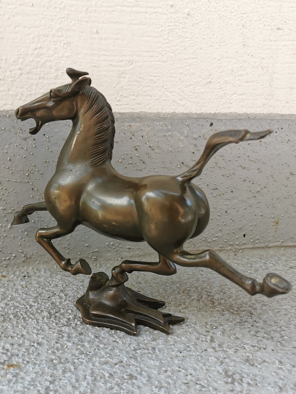 Vintage Bronze Flying Horse & Swallow Sculpture
